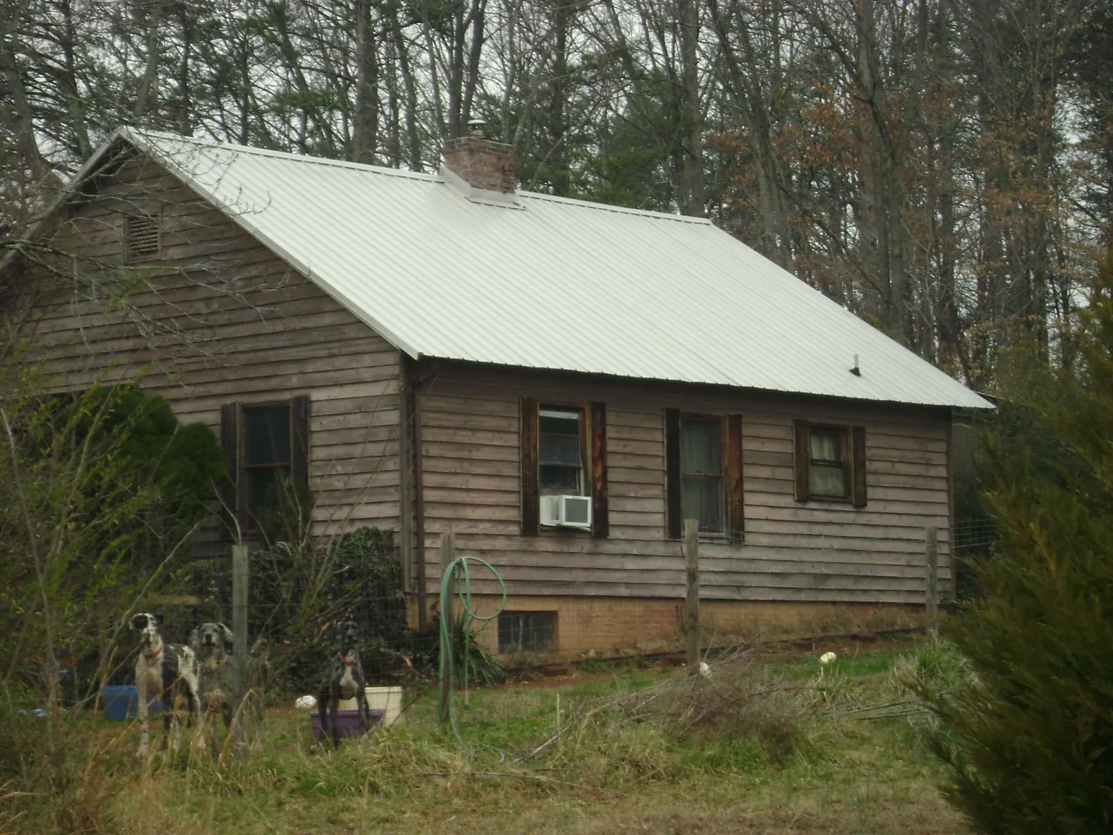 White metal roof on an old wood sided farmhouse, from a Asphalt Shingle Roof Repair job in Irwin